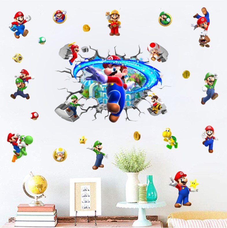 Buy DIY Wall Stickers Removable Super Mario Game Kids Mural Room Decal ...