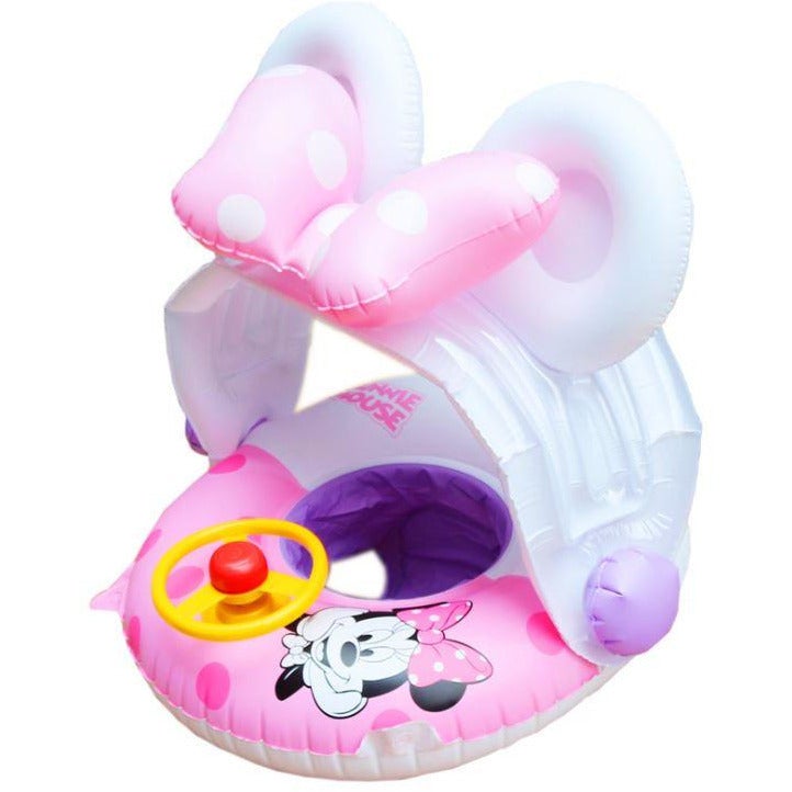 Inflatable Pool Float Swim Ring For Baby Pink Mickey With Shade