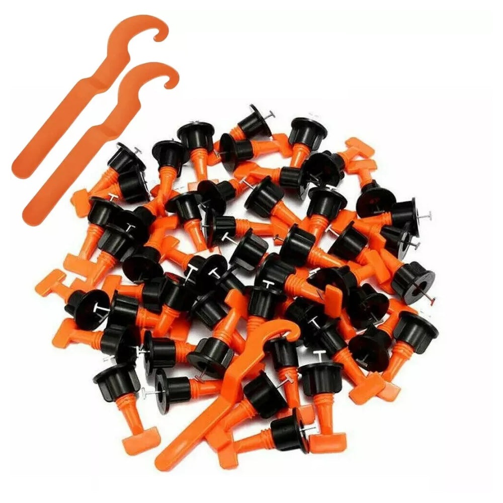 100Pcs Tile Leveling System Clips Levelling Spacer Tiling Tool Floor Wall Wrench Kit