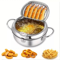 28cm Stainless Steel Deep Fryer with Oil Drainer, Thermometer & Lid Frying Pot for Home Kitchen