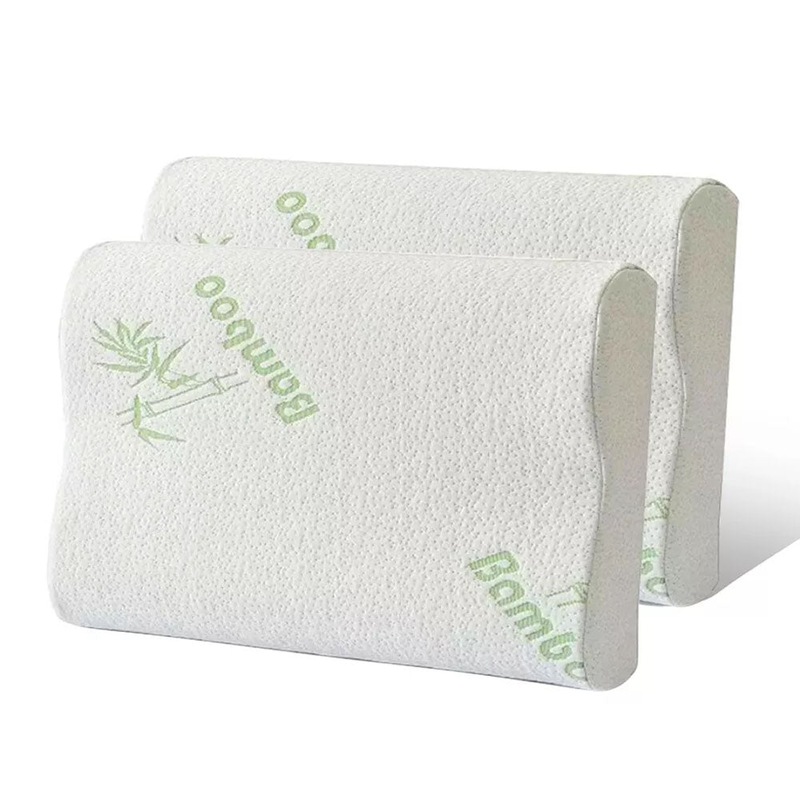 Buy 2x Pack Luxury Bamboo Memory Foam Fabric Fibre Cover Contour Pillow