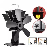 5 Blade Heat Powered Stove Top Fan Wood Burner Log Burning Fire Eco-friendly