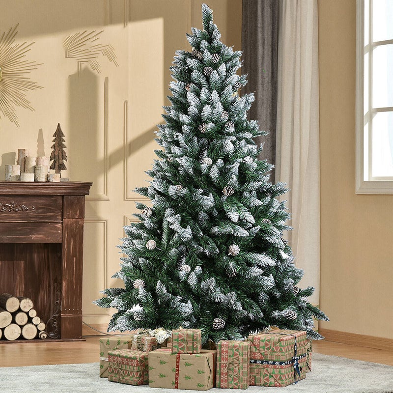 Buy Snow Flocked Christmas Tree 7ft/2.1M Artificial Spruce Pine Cone ...