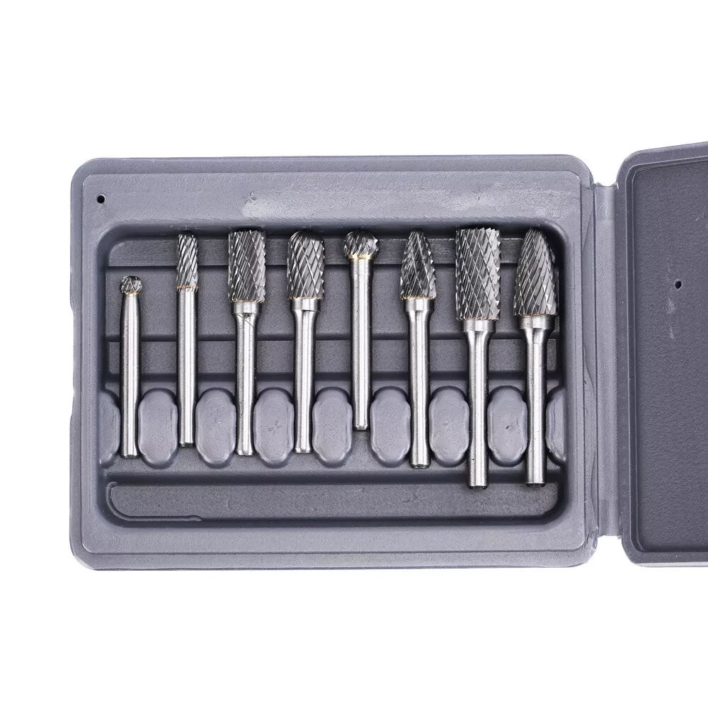 8X 1/4" 6mm Shank Die Grinder Tungsten Carbide Rotary Carving Bits Grinding Kit Australia