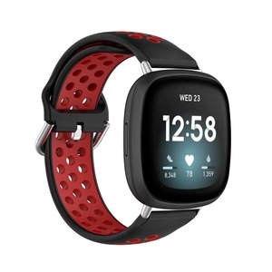 Black & Red Fitbit Versa 3, Versa 4 & Sense, Sense2 Watch Strap Replacement Silicone Sports Wrist Band