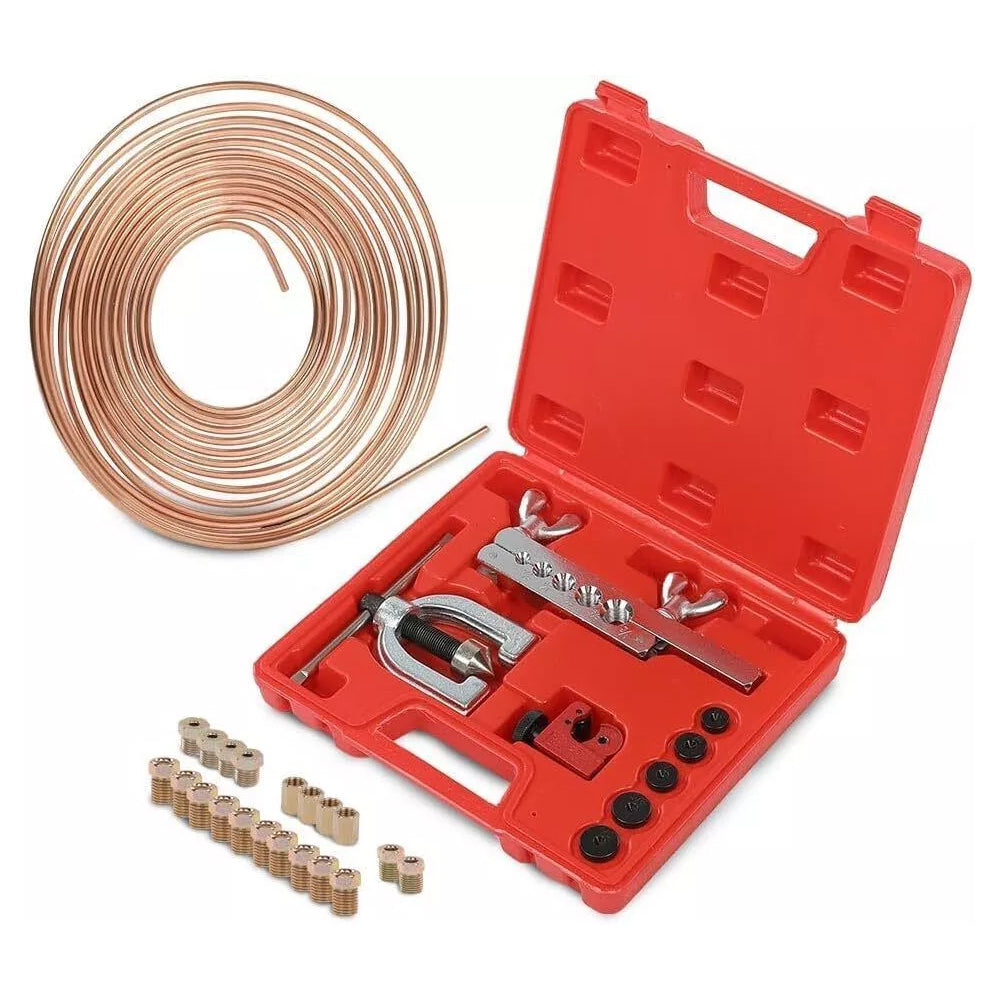 Brake Line Pipe Repair Kit 3/16 25ft Copper Flaring Tool & 20