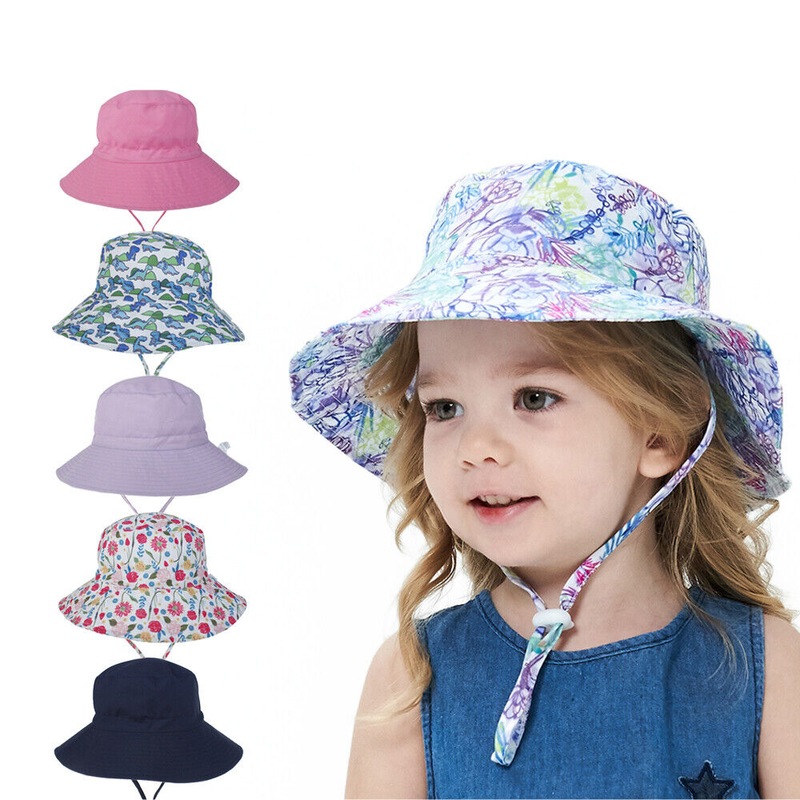 Buy Bucket Hat kids Boy Girl Adjustable Sun Protection Cap Unisex Beach ...