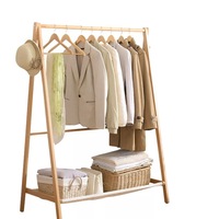 Clothes Rack Wooden Wardrobe Garment Coat Hanging Rail Shoe Storage 120cm