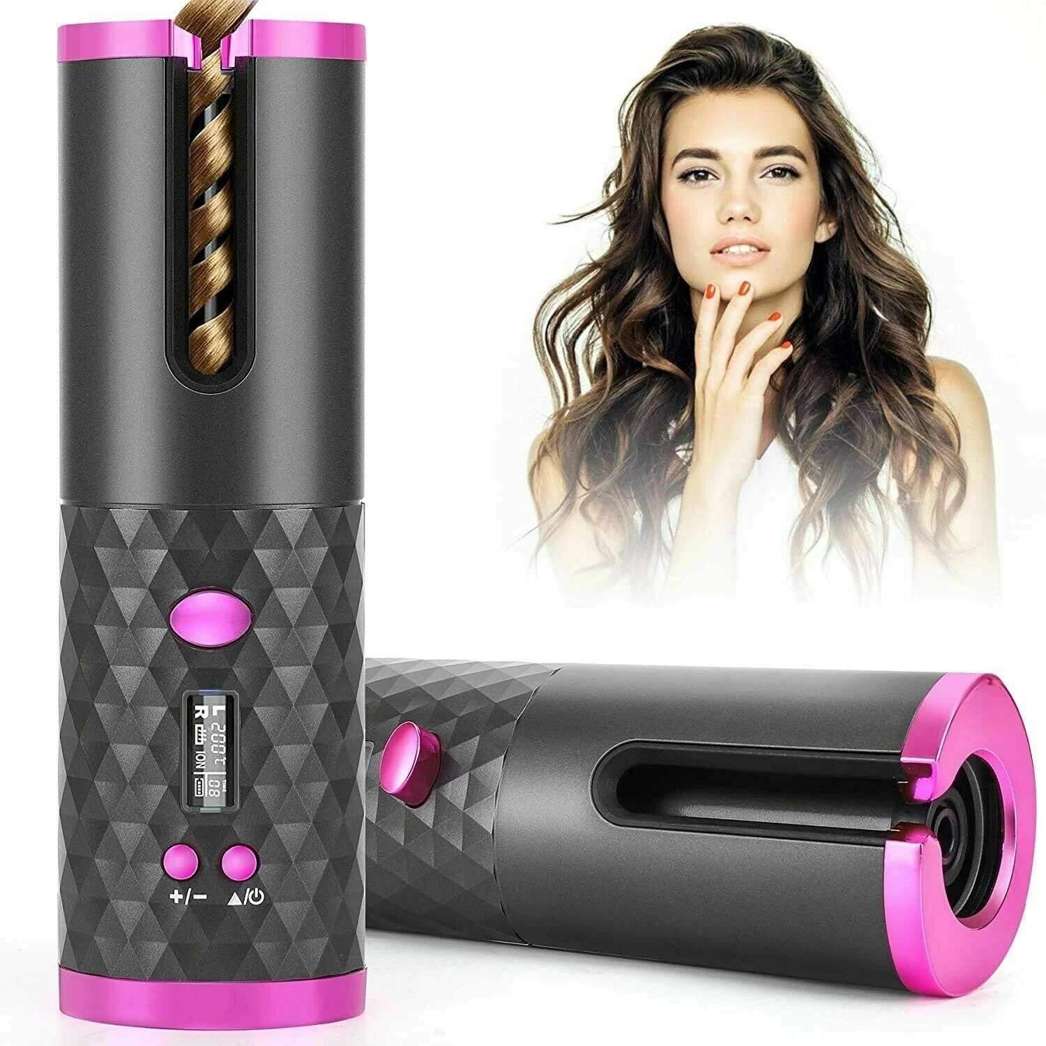 Auto Cordless Rotating Hair Curler Waver Curling Iron