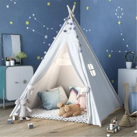 Large Tent Kids Cotton Canvas Pretend Play House Boy Girls Wigwam