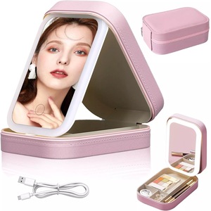 Makeup Bag with LED Mirror Vanity Case Beauty Box Make up Travel Cosmetic Bag