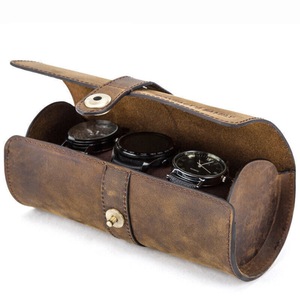 Vintage Leather Watch Pouch Bag Organizer Wristwatch Display Holder Travel Case