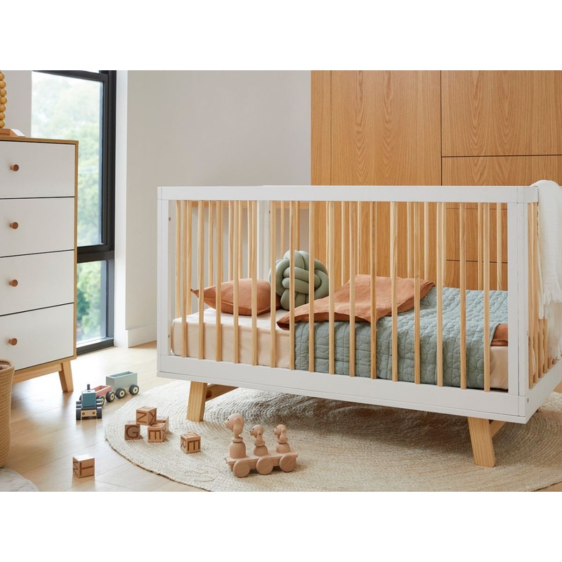Buy Aspen Cot White/Natural Nursery Furniture Cots MyDeal