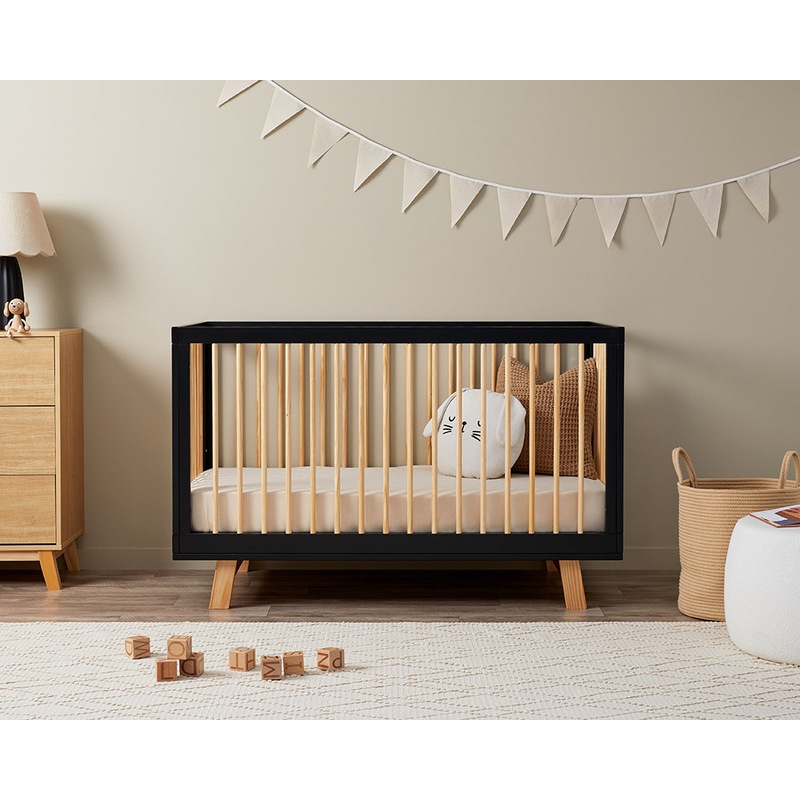 Buy Mocka Aspen Classic Cot Black/Natural MyDeal