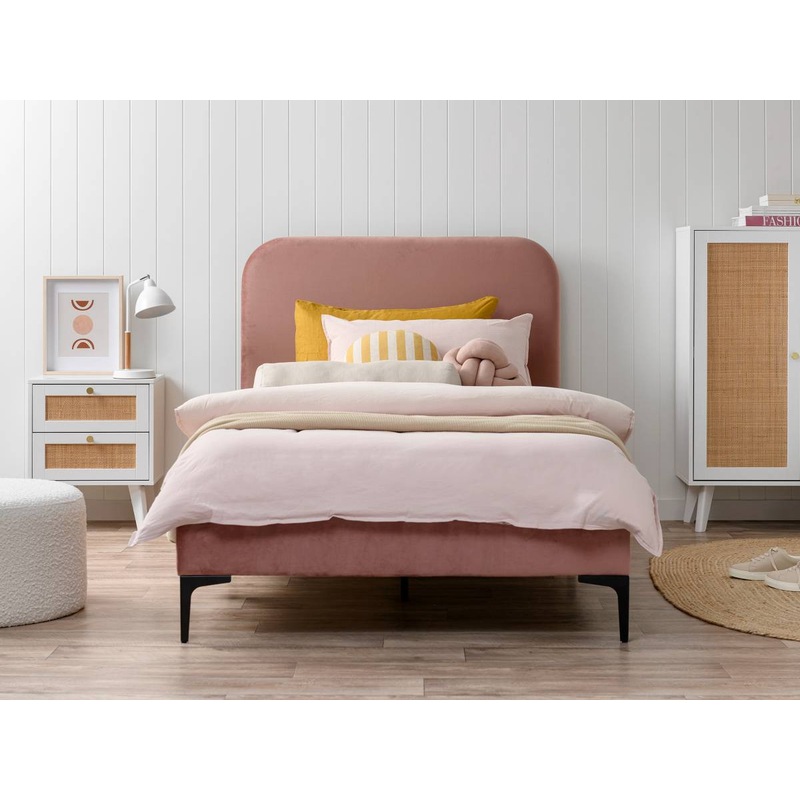 Buy Mocka Luka Velvet King Single Bed Blush Pink MyDeal