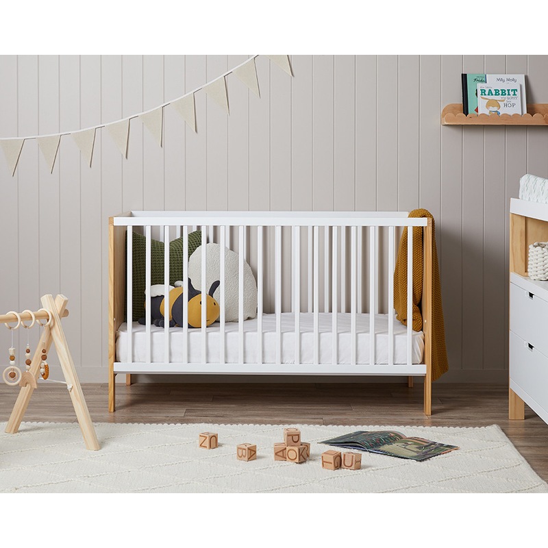 Buy Mocka Aspiring Cot White / Natural Nursery Furniture Cots MyDeal