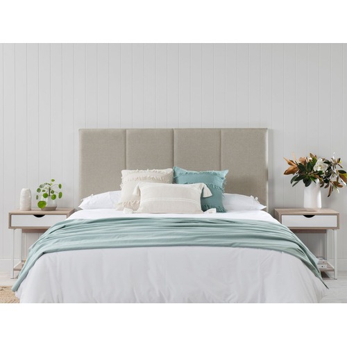 Linen Fabric King Bed Deluxe Headboard Bedhead Beige MyDeal