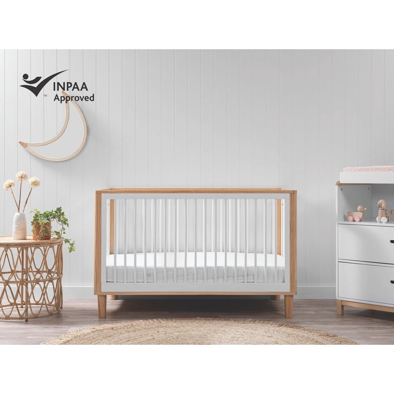 Buy Tahoe Cot - White/Natural - Nursery Furniture Cots - MyDeal