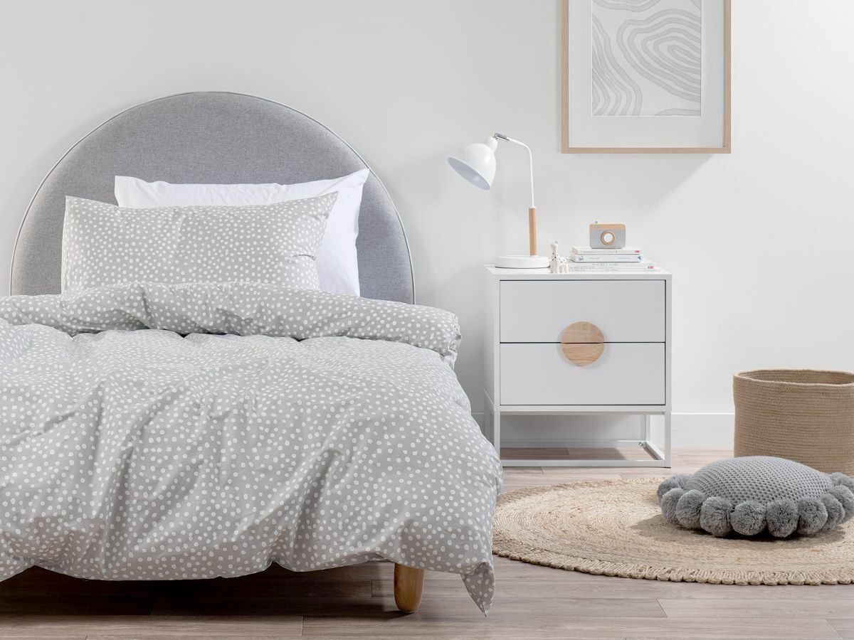 Spot Grey Cotton Quilt Cover Set - Single - Bed Linen