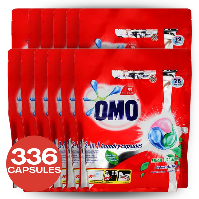 Buy Omo 3in1 Front & Top Loader Laundry Capsules Fresh Eucalyptus (12
