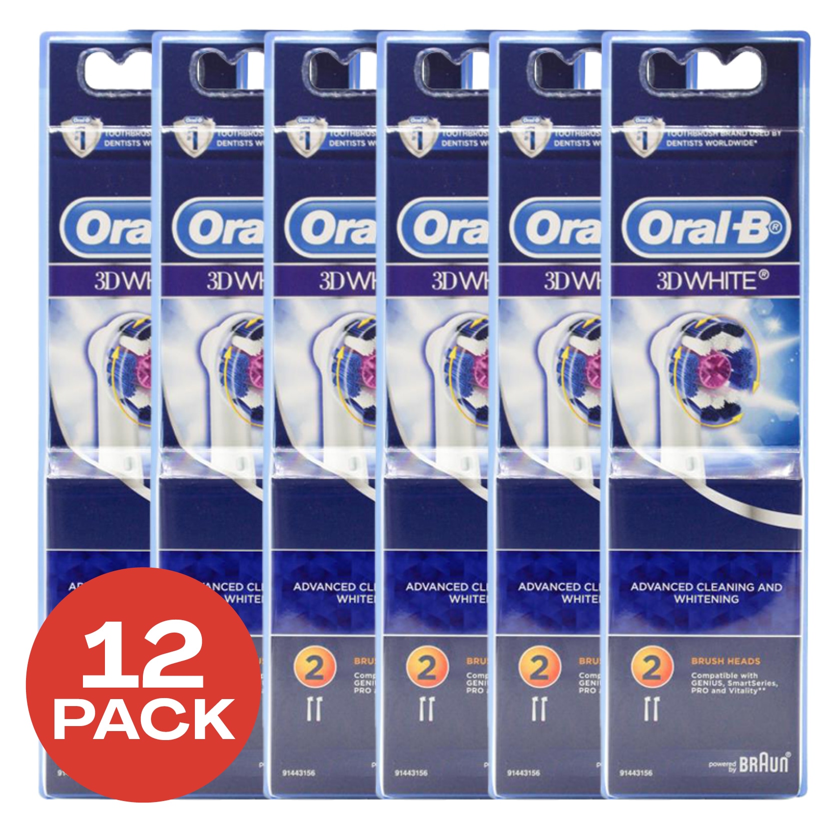 Buy 12 Pack Oral-B 3D White Replacement Electric Toothbrush Heads (6 X ...