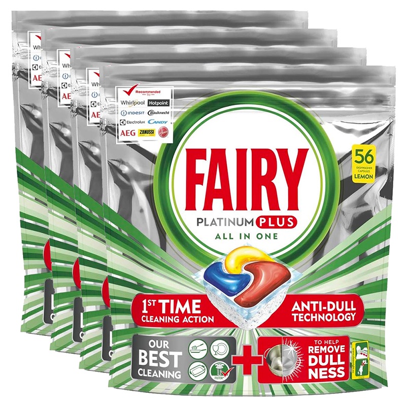 Buy 224 Fairy Platinum Plus Dishwasher Capsules Lemon (4 X 56 Pack ...