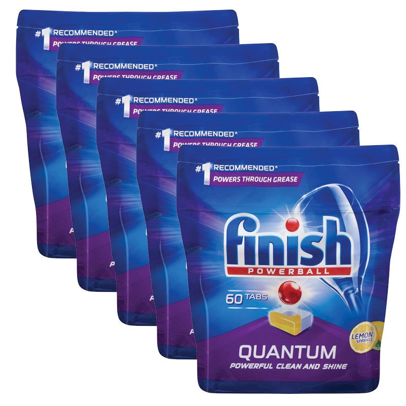 5 x Finish Powerball Quantum Dishwashing Tablets Lemon Sparkle