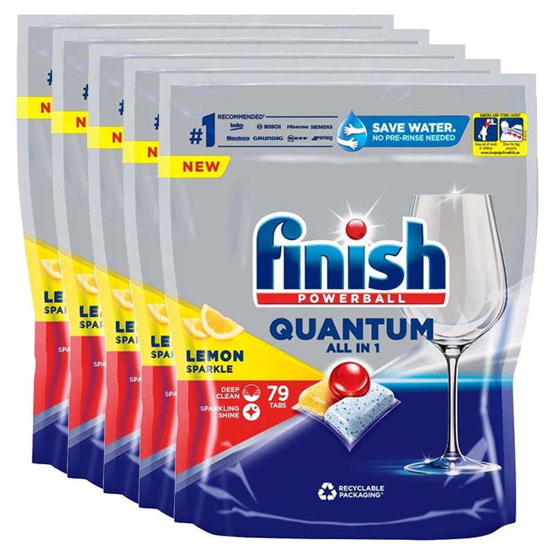 Buy 395 Finish Quantum All-In-1 Lemon Sparkle Powerball Dishwashing ...