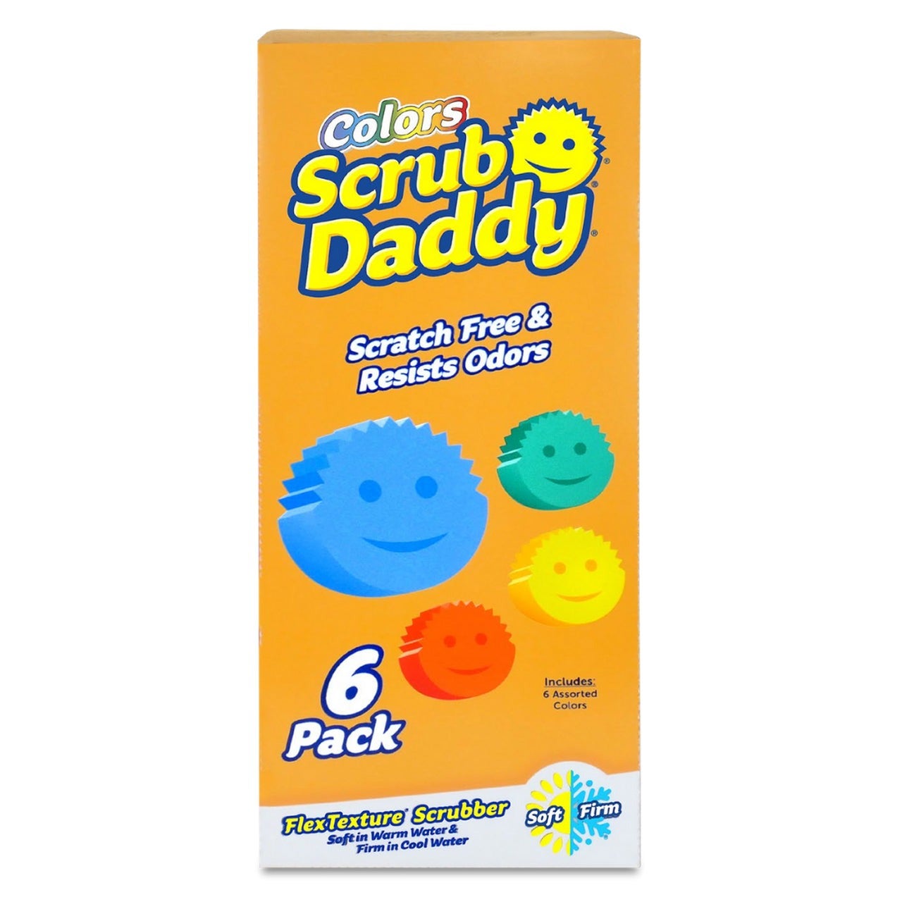 6 Pack Scrub Daddy Colours FlexTexture Scrubber 