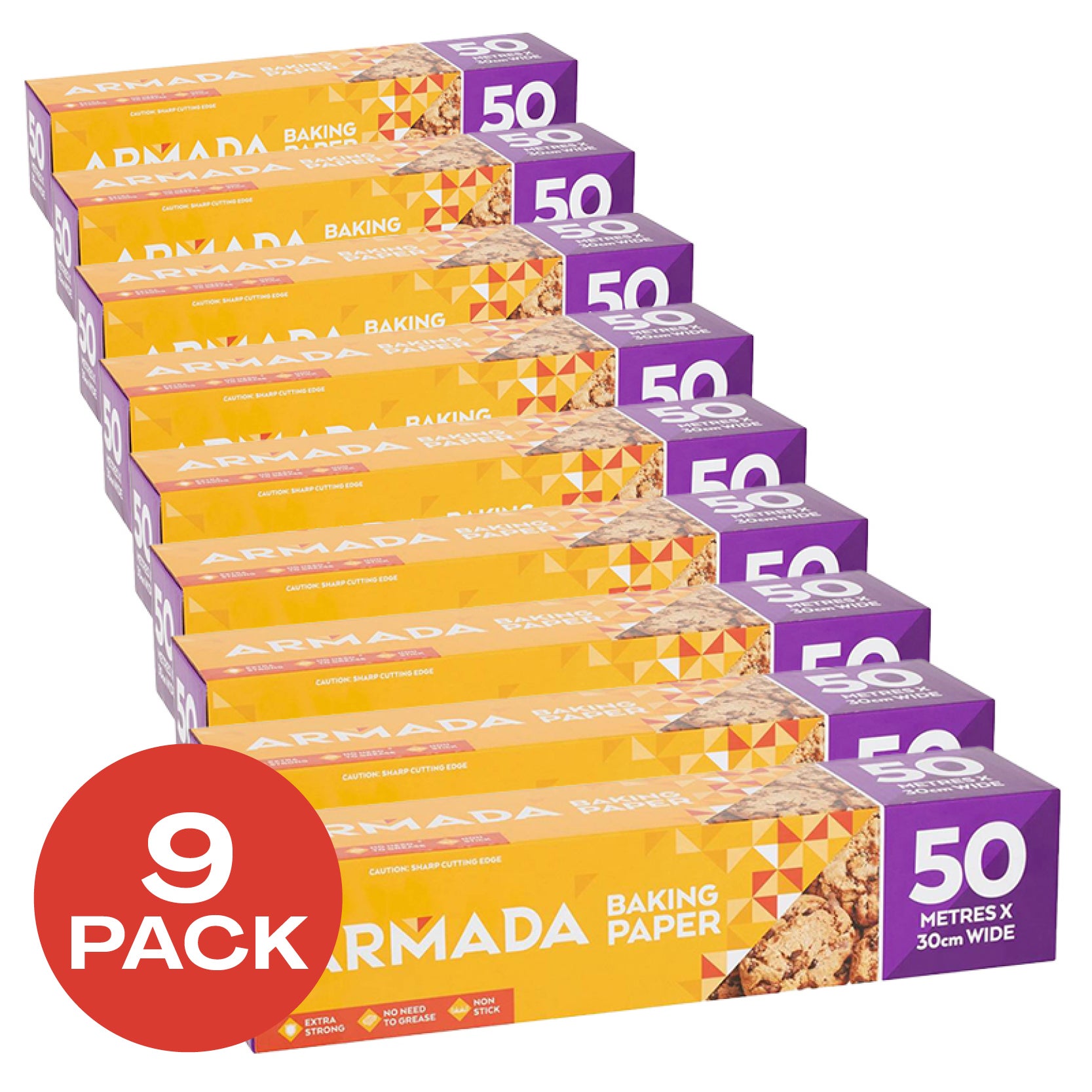 Buy 9 Pack Armada Baking Paper 50m MyDeal