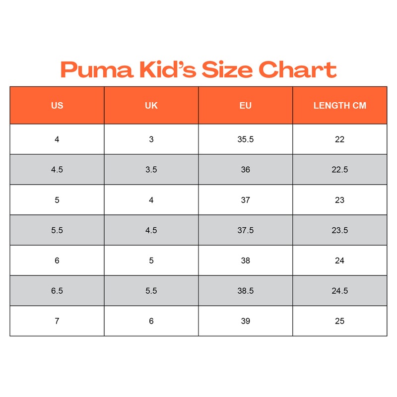 Chart Puma Infant Puma Shoes Size Buy Puma Youth Rebound V6 Lo Jr