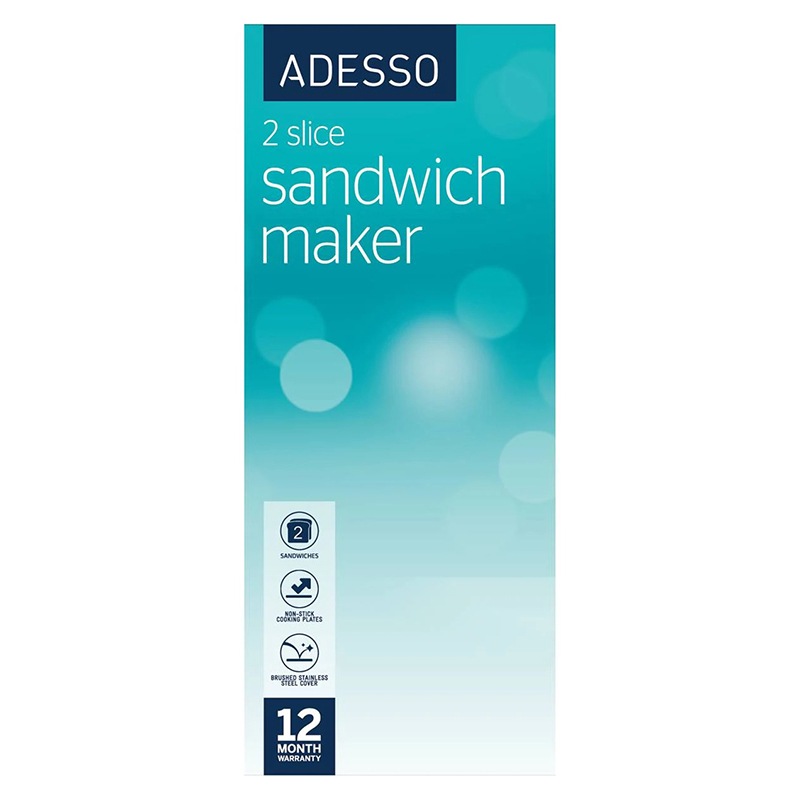 Buy Adesso Stainless Steel 2 Slice Sandwich Maker MyDeal