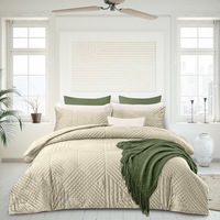 3 Piece Bas Phillips Barossa Valley Velvet Quilted Quilt Cover Set Oatmeal (Double, Queen, King)