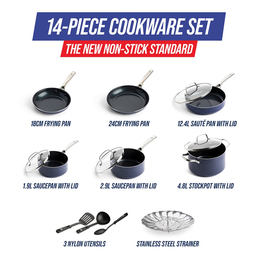 Blue Diamond 14 Piece Cookware Set