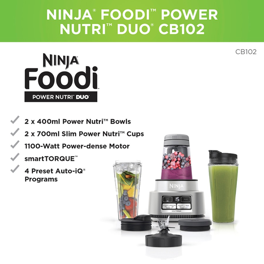 Ninja Foodi 1100W Nutri Blend & Power Mix System Blender CB102