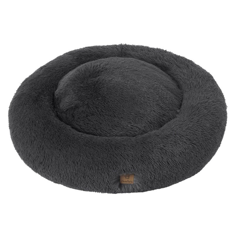 Charlie's Pet Faux Fur Fluffy Calming Pet Bed Charcoal (Small, Medium, Large)