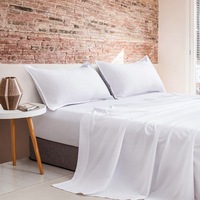 3/4 Piece CleverPolly Vintage Washed Microfibre Sheet Set White (Single, King Single, Double, Queen, King)