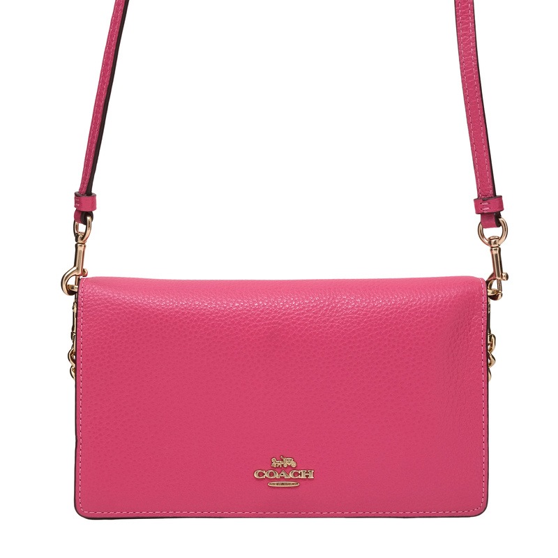 Coach pebbled leather hot sale foldover crossbody clutch