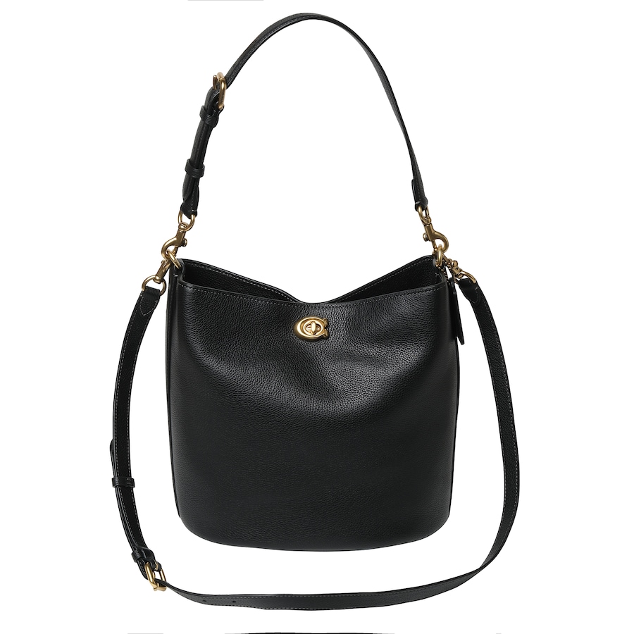 Coach Polished Pebble Leather Willow Soft Bucket Bag Black