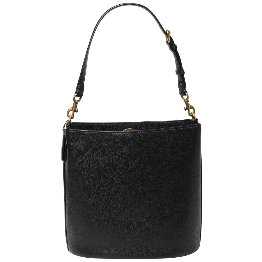 Coach Polished Pebble Leather Willow Soft Bucket Bag Black