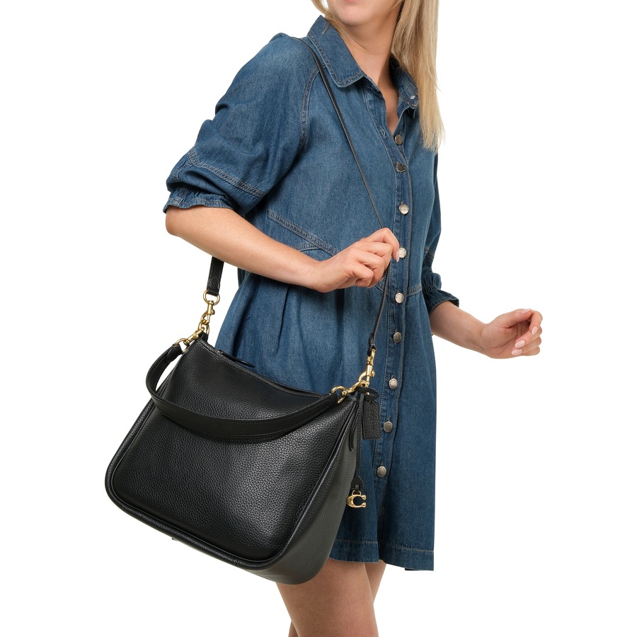 Coach Soft Pebble Leather Cary Shoulder Bag Black