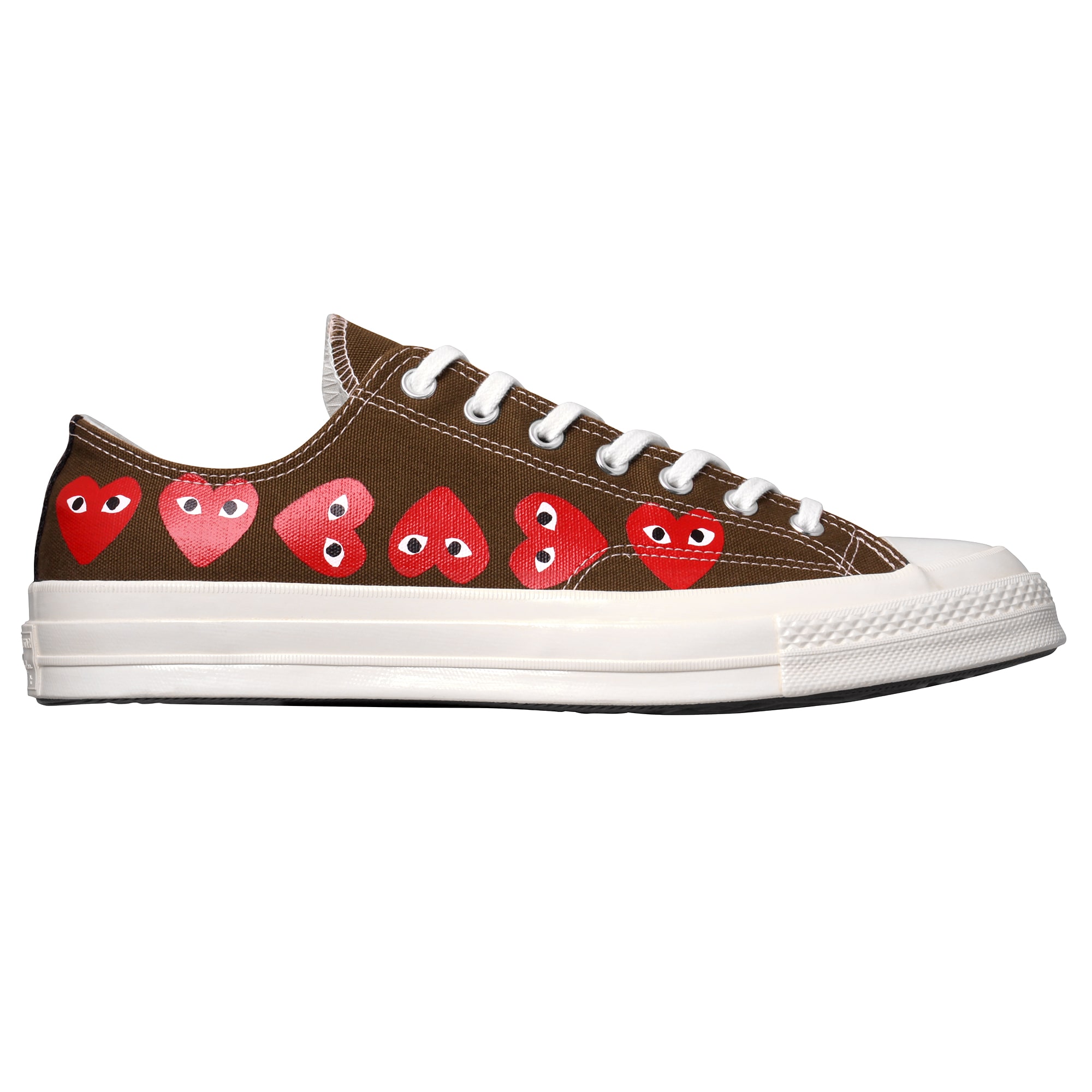 Buy Converse x Comme Des Garcons PLAY All Star Chuck 70 Ox Multi Heart Unisex Sneakers Khaki US 3 12 MyDeal