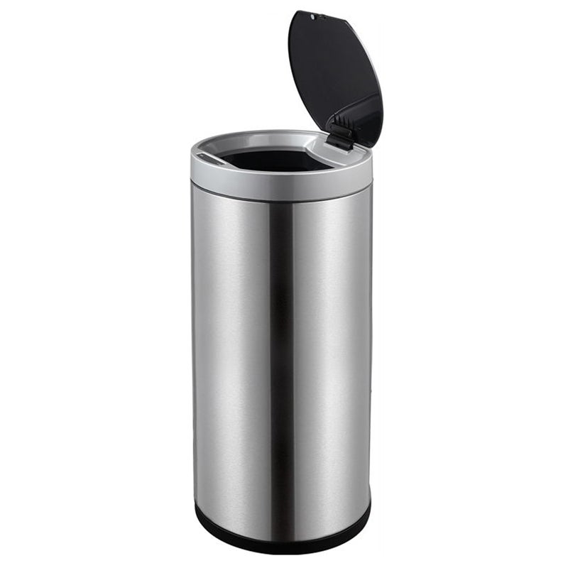 eModernDecor CozyBlock 3.2 gal. Black Steel Round Touchless Motion Sensor Bin Trash Can, Quiet Soft Close Lid