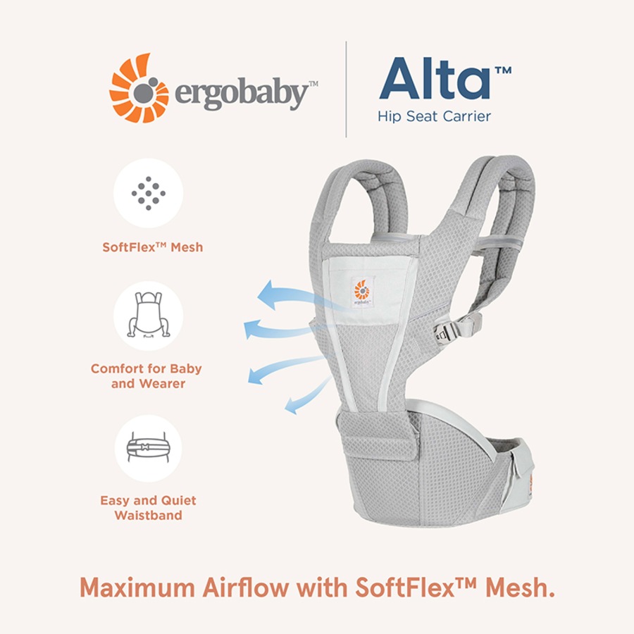 Ergobaby Alta Hip Seat Baby Carrier Pearl Grey
