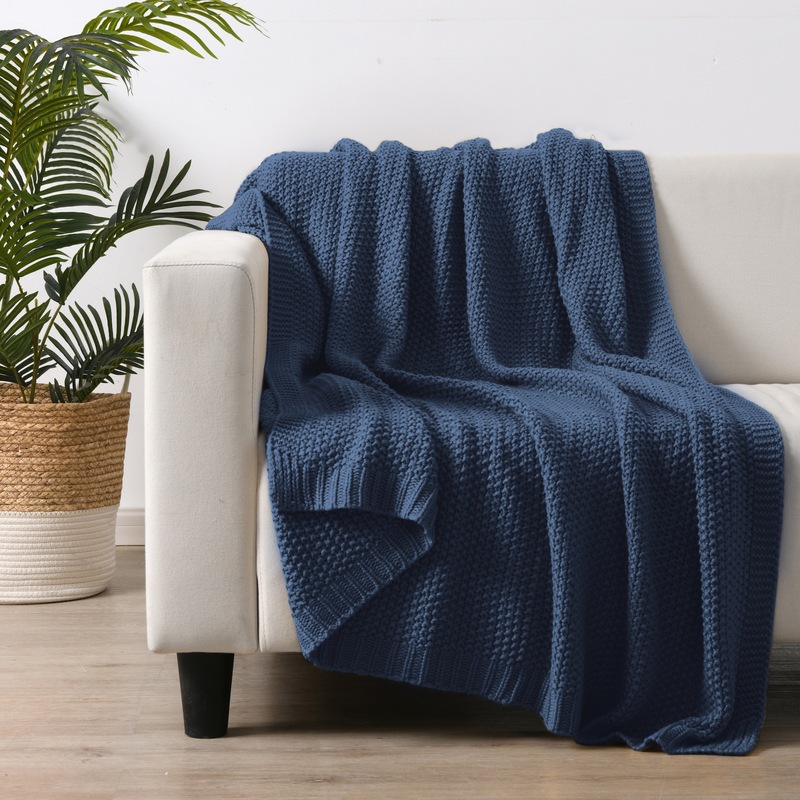 Buy Esplanade Home Waterfront Knitted Throws Navy - MyDeal