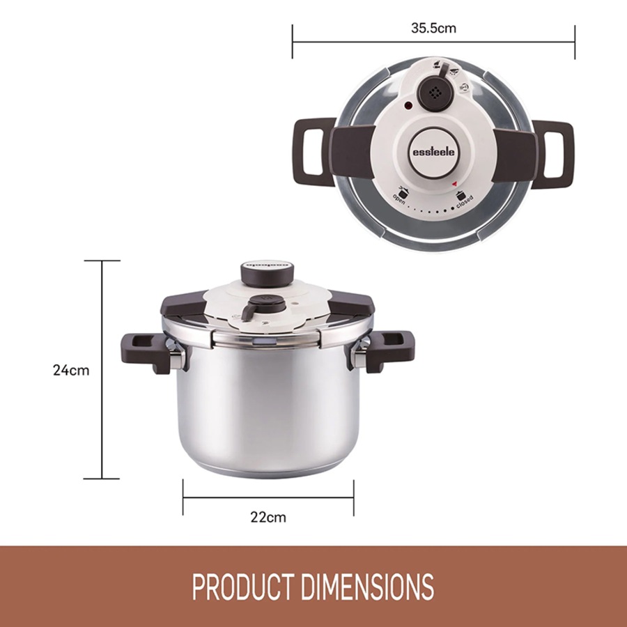 Essteele Per Velocità Facile 6L/22cm Stainless Steels Pressure Cooker 490750