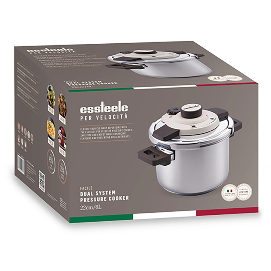 Essteele Per Velocità Facile 6L/22cm Stainless Steels Pressure Cooker 490750