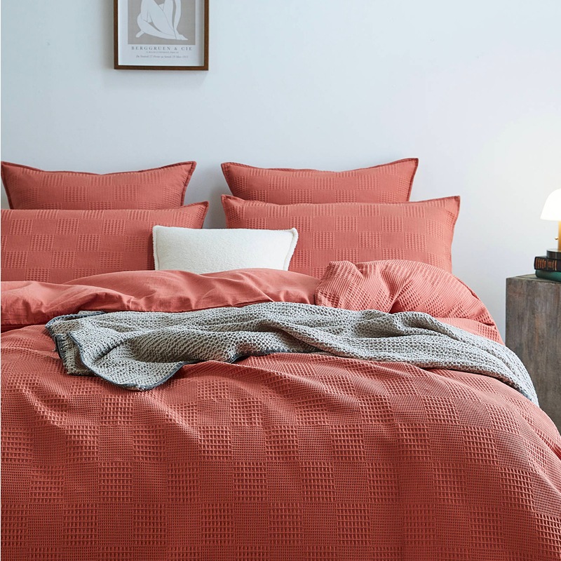 Buy Gioia Casa Luxury Cotton Waffle Checkered Quilt Cover Set