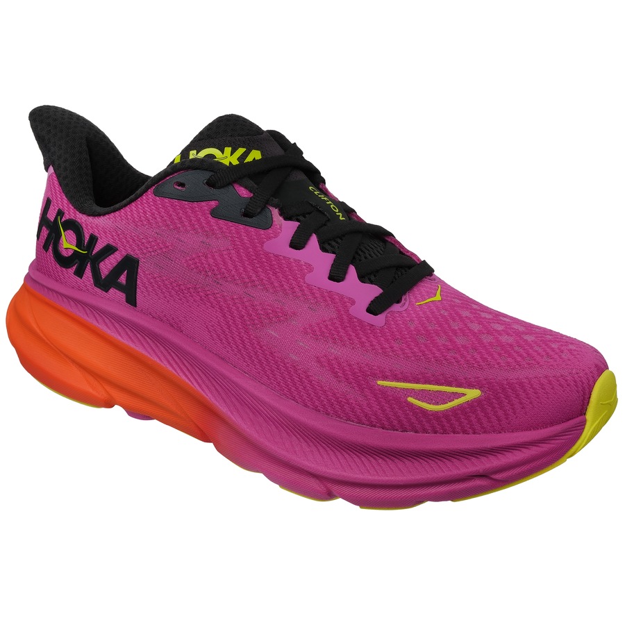 Hoka Women's Clifton 9 Running Shoes Fuchsia/Black (US Women's 9.5)