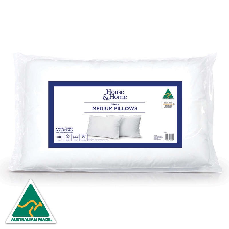 Buy House & Home Australian Made 2 Pack Medium Pillows MyDeal